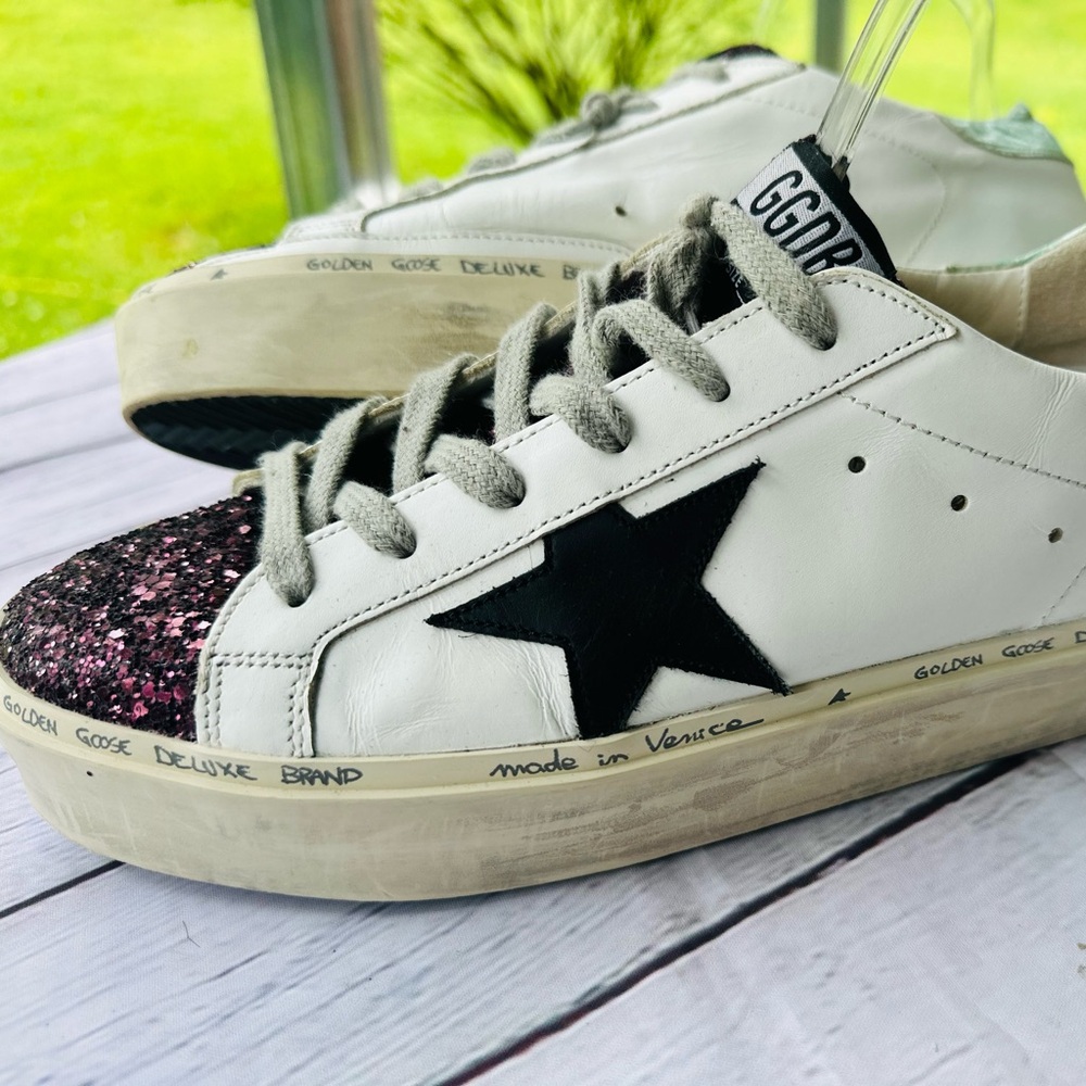 GOLDEN GOOSE HI STAR Purple Glitter Shoes SZ 40
